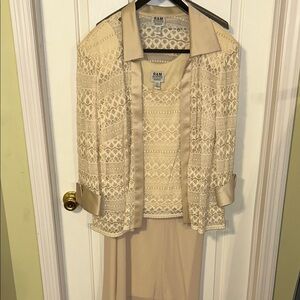 R&M Richards Cream Lace 3 piece pants suit Ensemble. Size 22W.